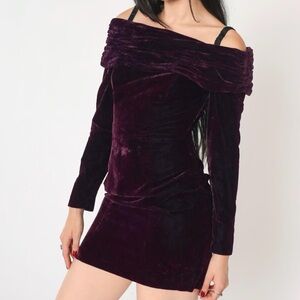 Vintage Rampage 90’s Purple Velvet Mini Dress Size 0/2 XS Christmas